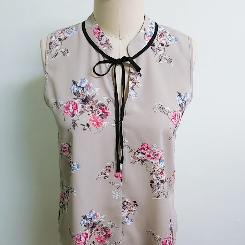 Tie Neck Sleeveless Blouse